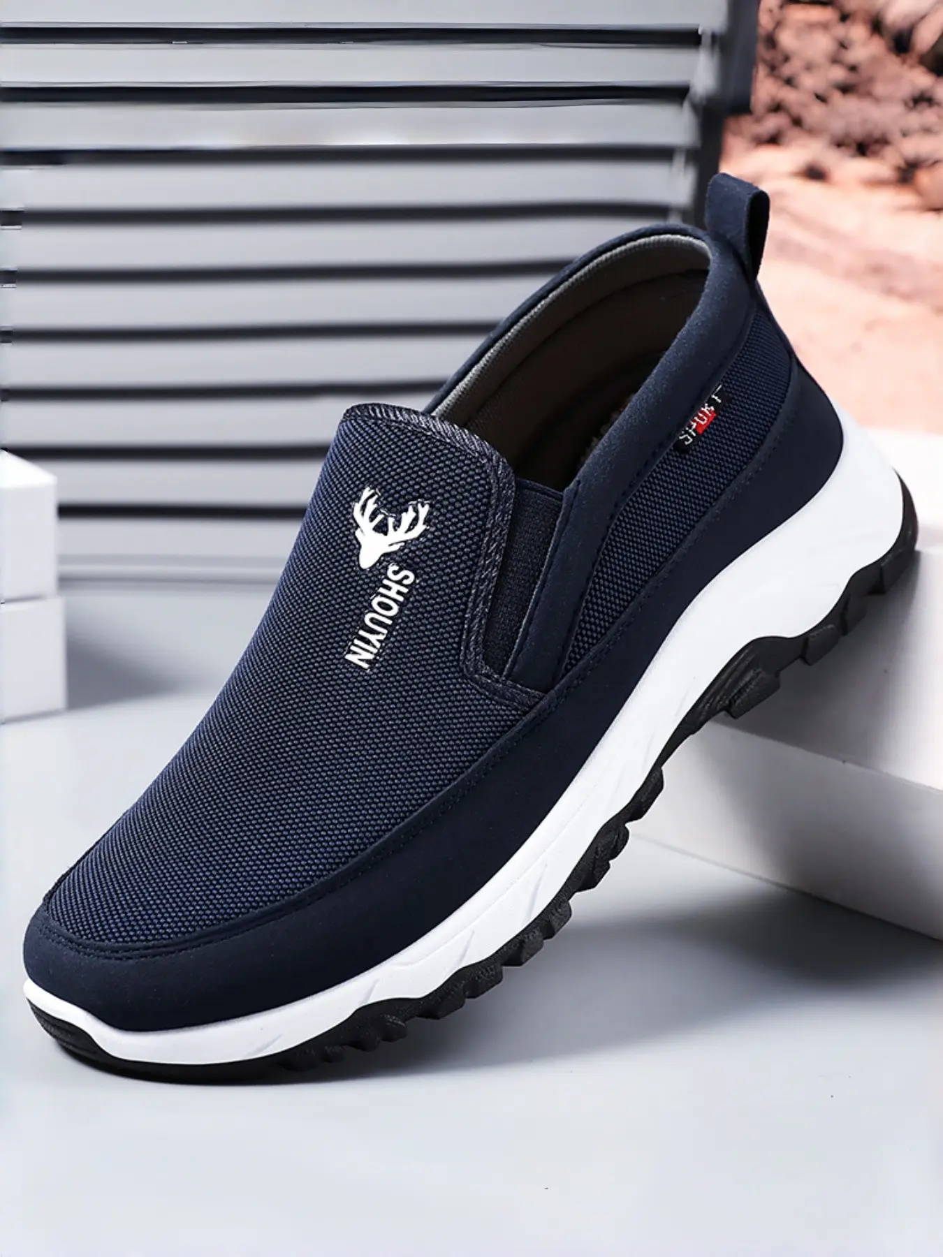 Men's Casual Sports Shoes, Athletic, Breathable Mesh Material, Lightweight Comfort, Deer Head Design, Colorblock Sole, Classic Versatile, Daily Commute, Walking Shoes, Casual Trendy Shoes, Casual Trendy Trainers