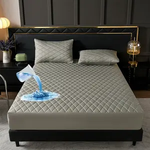 2pcs/3pcs Waterproof Mattress Protector Set, Elastic Fit Sheet, Diamond Pattern Design, Polyester & PU Material, Noise-Free