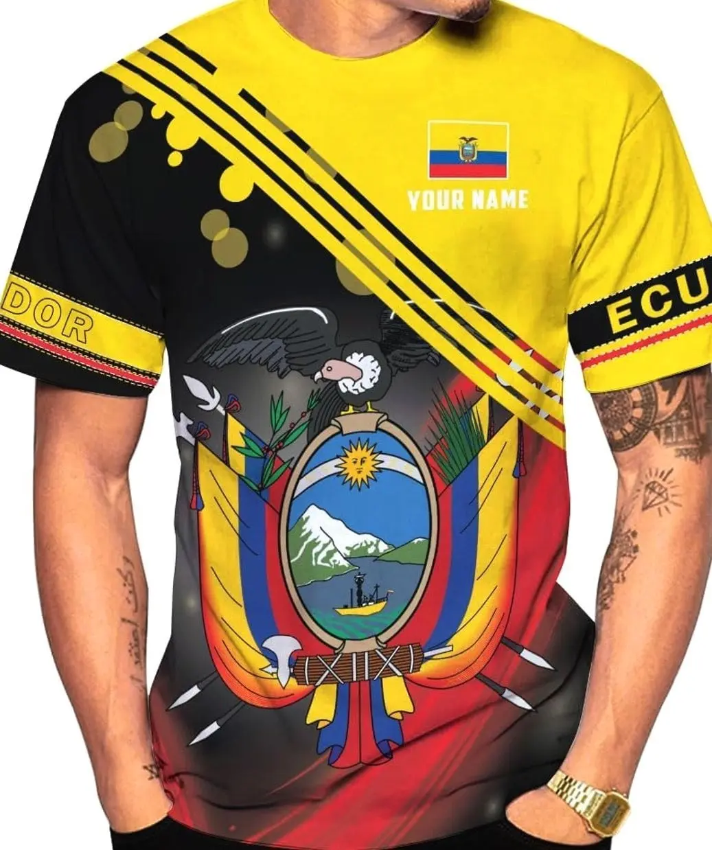 Personalized Ecuador Flag 3D T-Shirt, Custom Pride Sports Jersey, Unisex Breathable Summer Athletic Top ZPC