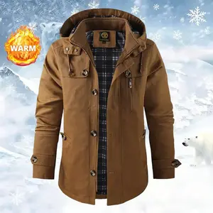 Men's Heavyweight Hooded Jacket - Full-Zip Winter Coat with Full Length Zipper, Available in Multiple Colors - Machine Washable Ski & Snowboard Jacket for Everyday Winter Wear