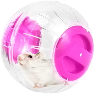 Mini New Cute Dwarf Hamster Running Ball 4.7 Inches Crystal Ball for Hamsters Small Silent Exercise Wheel Small Cage Accessories Suitable for Hamsters Less Than 4 inches 10 cm in Length (Pink) PORTABLE MINI HAMSTER RUNNING BALL