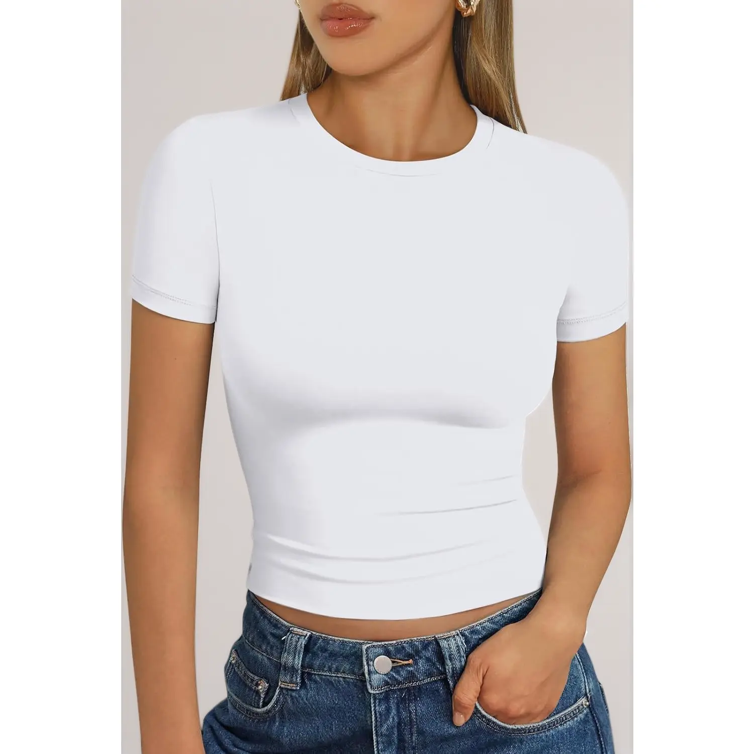 Women's Buttery Soft Y2K Crop Top – Short Sleeve Slim Fit Basic Tee for Summer. Workout & Casual Wear Tee for Gym, Running or Everyday Outfits. Soft, Stretchy & Breathable. Women's Buttery Soft Y2K Crop Top – Short Sleeve Slim Fit Basic Tee for Summer. Workout & Casual Wear Tee for Gym, Running or Everyday Outfits. Soft, Stretchy & Breathable.