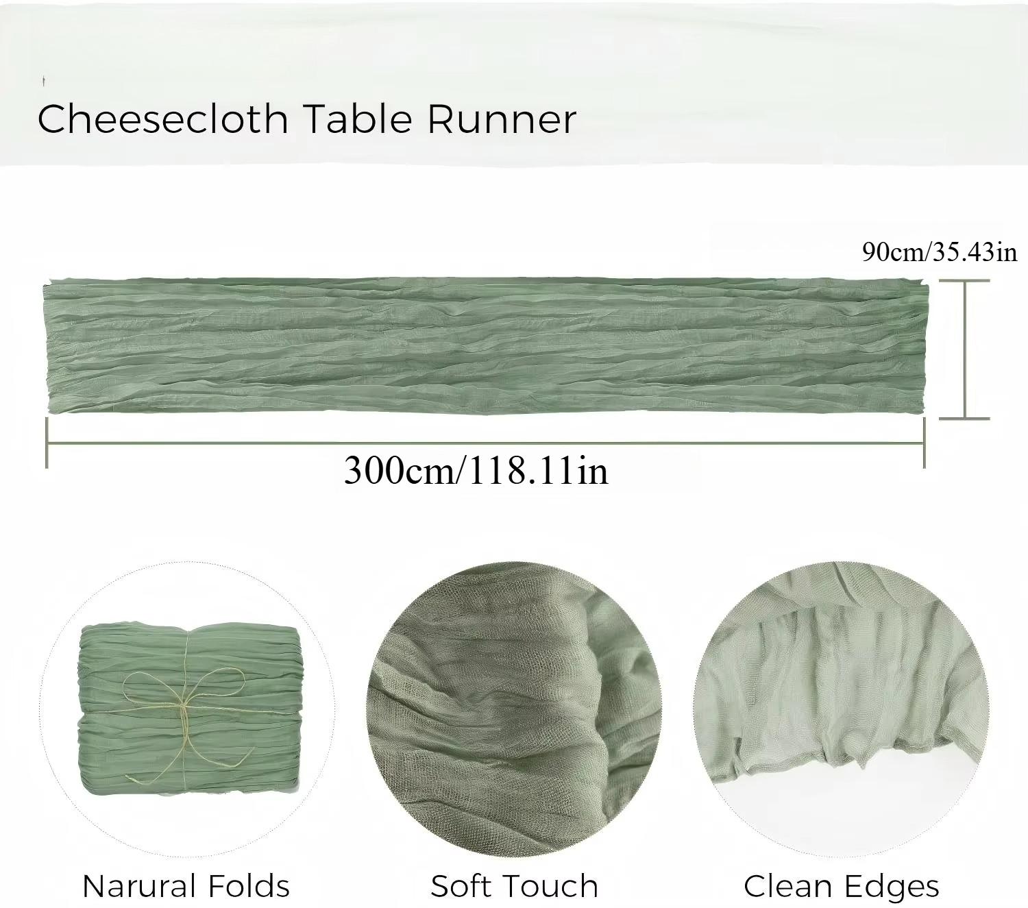 Bohemian style pleated gauze table runner with a French country vintage semi sheer design suitable for home decor wedding parties and holiday gatherings