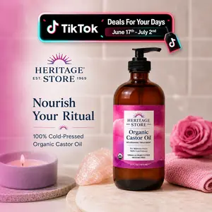 Heritage Store Organic Castor Oil - Nourishing Beauty Products, Wellness Body Moisturizer, Selfcare Treatment (16oz + Pump Now Available)