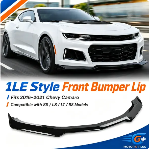 MOTOR GPLUS Single Set Front Bumper Lip Splitter - Automotive ABS Plastic 1LE Style Gloss Black Aesthetic Trim, Custom Fit For 2016-2021 Chevy Camaro LS LT RS & 2019-2021 Camaro SS, Factory-Direct Pricing, Car Exterior Decoration (No Accessories Included)