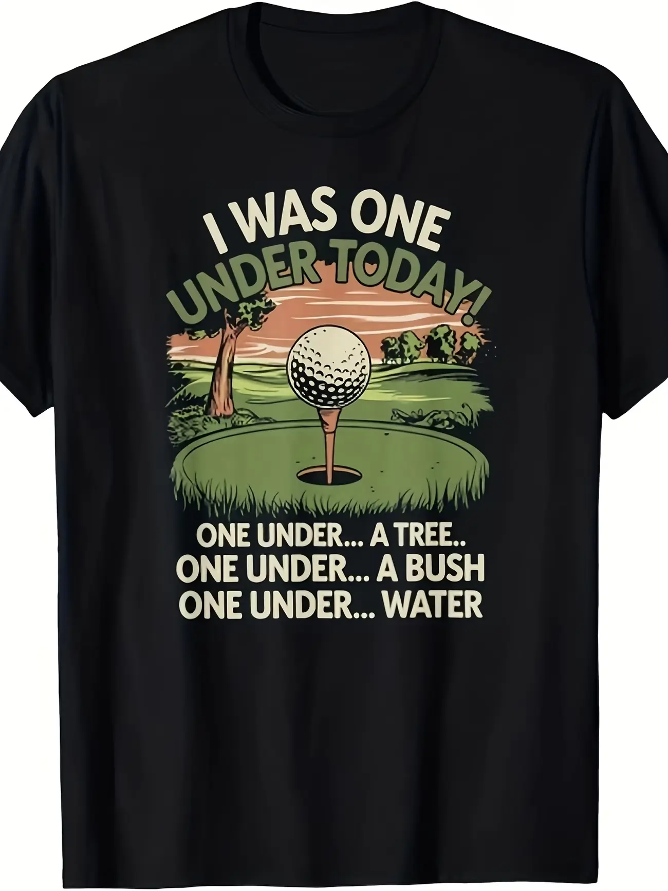 Men' Funny I Was One Under Today Golf T Shirt Low Score Design Retro Golfer with Par for the Course Print Comfortable Casual Shirt for All Season Wear Golf Outfits