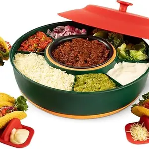 Taco Tuesday Kit - Taco Bar Serving Set for a Party - 30oz Heated Pot, 4 Taco Holders, & Detachable Lazy Susan Tray - Taco Night Fiesta – Unique Couple & Housewarming Gift Set Ideas