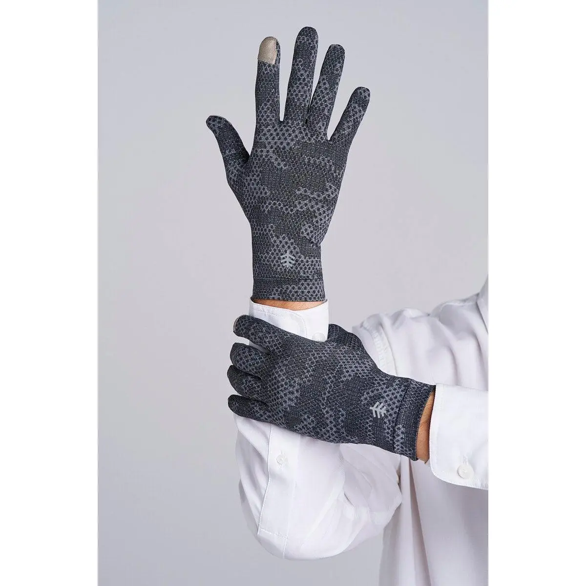 Gannett | Unisex Full Finger Gloves | Charcoal Coolibar Camo