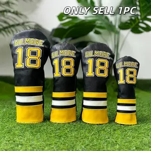 Golf Club Head Cover, 4 Counts/set Sports Style Number 18 Driver Fairway Wood Hybrid Head Covers, Golf Accessories for Men & Women, Golf Equipment