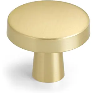 10 Pack Gold Cabinet Knobs Round Brushed Brass Kitchen Handles Zinc Alloy Metal Hardware for Dresser Drawer Desk Cupboard