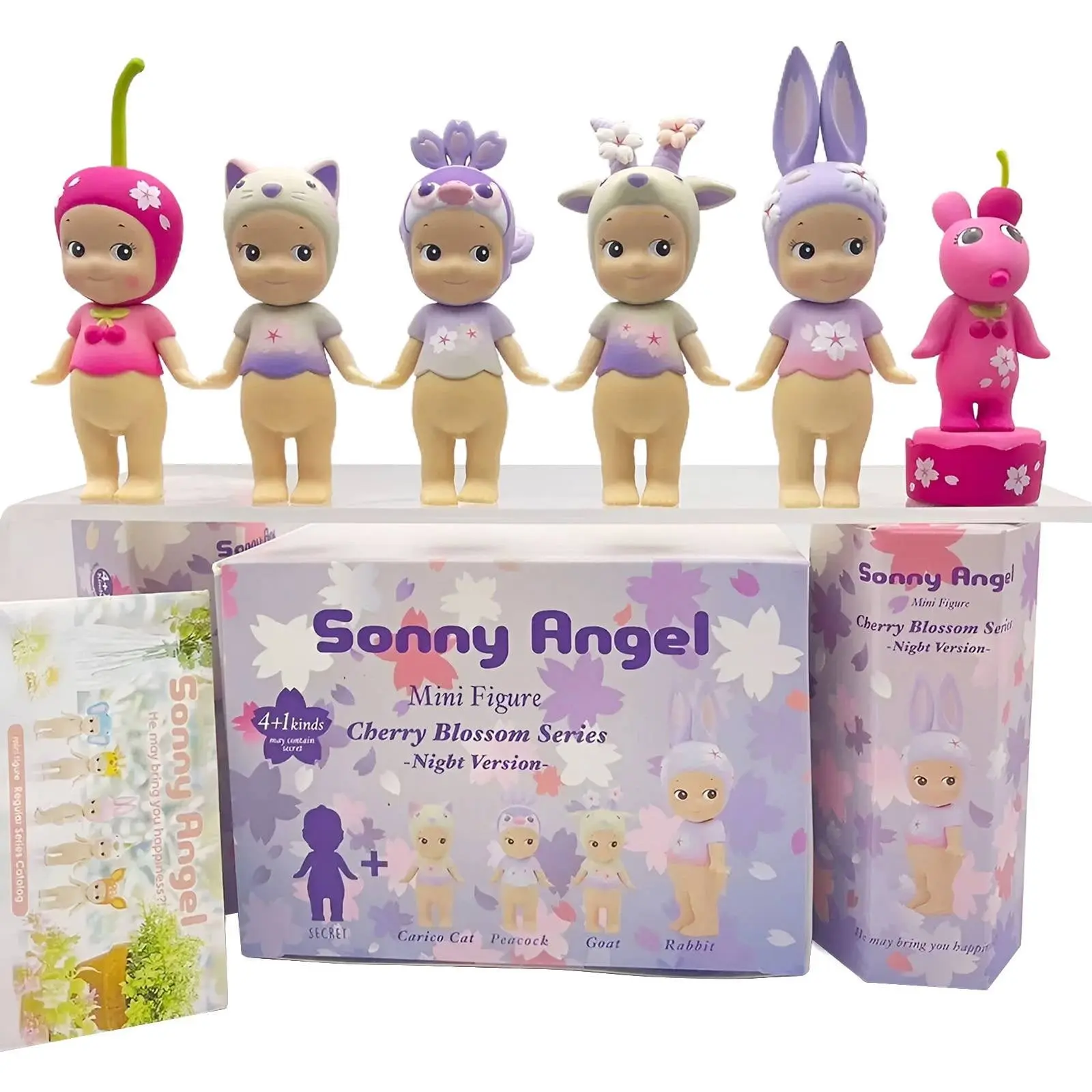 Sonny Angel Night Cherry Blossom Series Mini Figures | Full Set 6pcs or 1pcs Kawaii Mini Figures | Mystery Collectible Gift