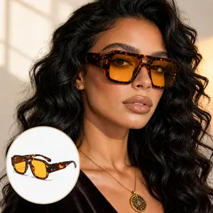 Retro Aviator Sunglasses for Women Men Trendy Classic Square 70s 80s 90s Vintage for Travel & Daily Wear