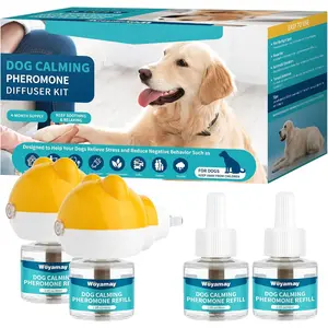 Dog Calming Diffuser - Dog Pheromones Calming Diffuser for Dog Anxiety Relief 6-in-1 Dog Pheromone Diffuser Kit with 2 Diffuser + 4 Refill 48ml Vial - 120 Days Pheromone Diffuser to Calm Dogs
