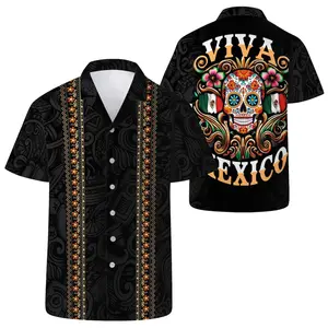 Mexico Hawaiian Shirt, Skull Mexican Aloha Shirt, Summer Vacation Outfit, Beach Party Shirt, Gift For Him, Tropical Mexico Party Shirt