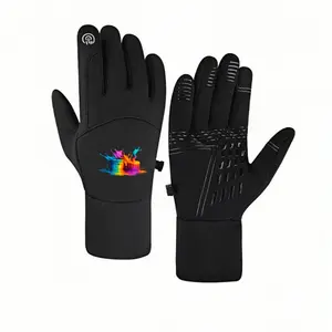 1 pair with Vibrant Drummers Rainbow Splatter Art Logo Gymtywinter gloves unisex winter gloves Touch Screen Breathable Cold Weather adult warm gloves Soft winter gifts Warm Fashion
