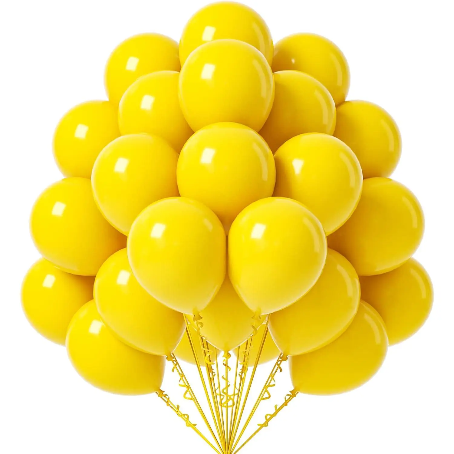 12 inch Yellow Balloons, 50 Pack Latex Party Balloons Helium Quality for Birthday, Graduation,  Shower, Wedding - Sunflower Bee Theme Decorations (with Ribbon)