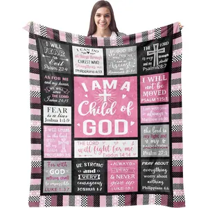 Christian Gifts for Women Blanket 50"x40" - I Am a Child of God Blankets - Inspirational Religious Catholic Spiritual Present - Birthday Baptism Confirmation Gifts for Girls, Printed on One Side with a Plain White Back, Halloween Thanksgiving Christmas Gi