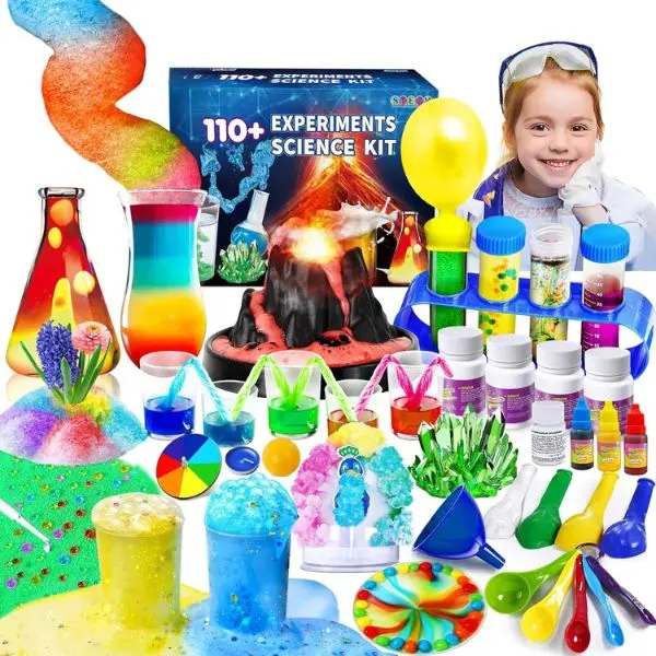 Unisex STEM Science Kit for Kids - 110+ Activities, Real Experiments Tools, Volcano Eruption, Chemistry Set, Educational Learning Toys for Birthday Gifts