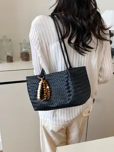 Elegant PU Crossbody Shoulder Bag, Casual Random Print Design, All-Season Travel & Daily Use, Trendy Minimalist Style for Women