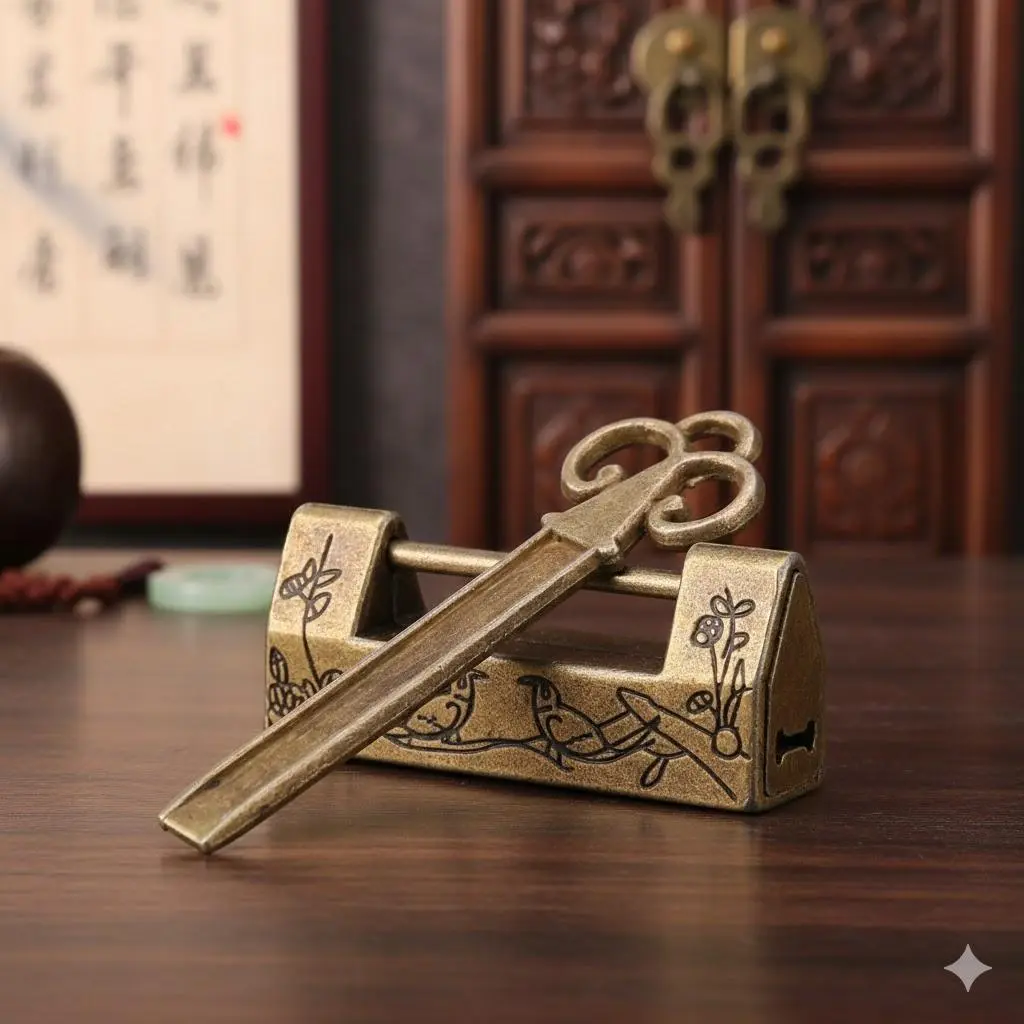 Handcrafted Antique Brass Padlock, Medieval Style Vintage Decorative Lock for Wooden Jewelry Box, Display Cabinet, Drawer, Collectible Wedding Decor, Antique Furniture Security, Safety Lock, Gothic Home Gift Accessory.