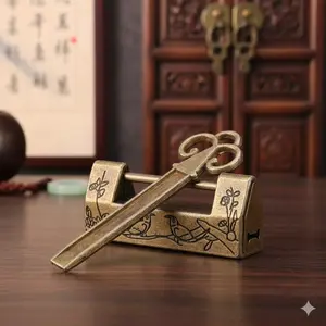 Handcrafted Antique Brass Padlock, Medieval Style Vintage Decorative Lock for Wooden Jewelry Box, Display Cabinet, Drawer, Collectible Wedding Decor, Antique Furniture Security, Safety Lock, Gothic Home Gift Accessory.