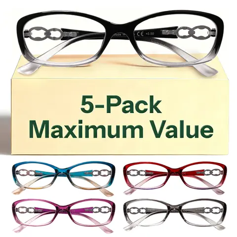 DEAAOK 5 Pack Reading Glasse for Women Blue Light Blocking HD Lens Fashion Reader