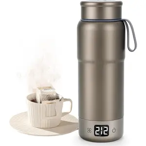 Pure Titanium Travel Kettle,Dual  Portable Electric Kettle 110V-240V  Small Water Boiler for  & Coffee,12 Temperature Control,Auto Shut Off & Boil Dry Protection (Gray,520ML)
