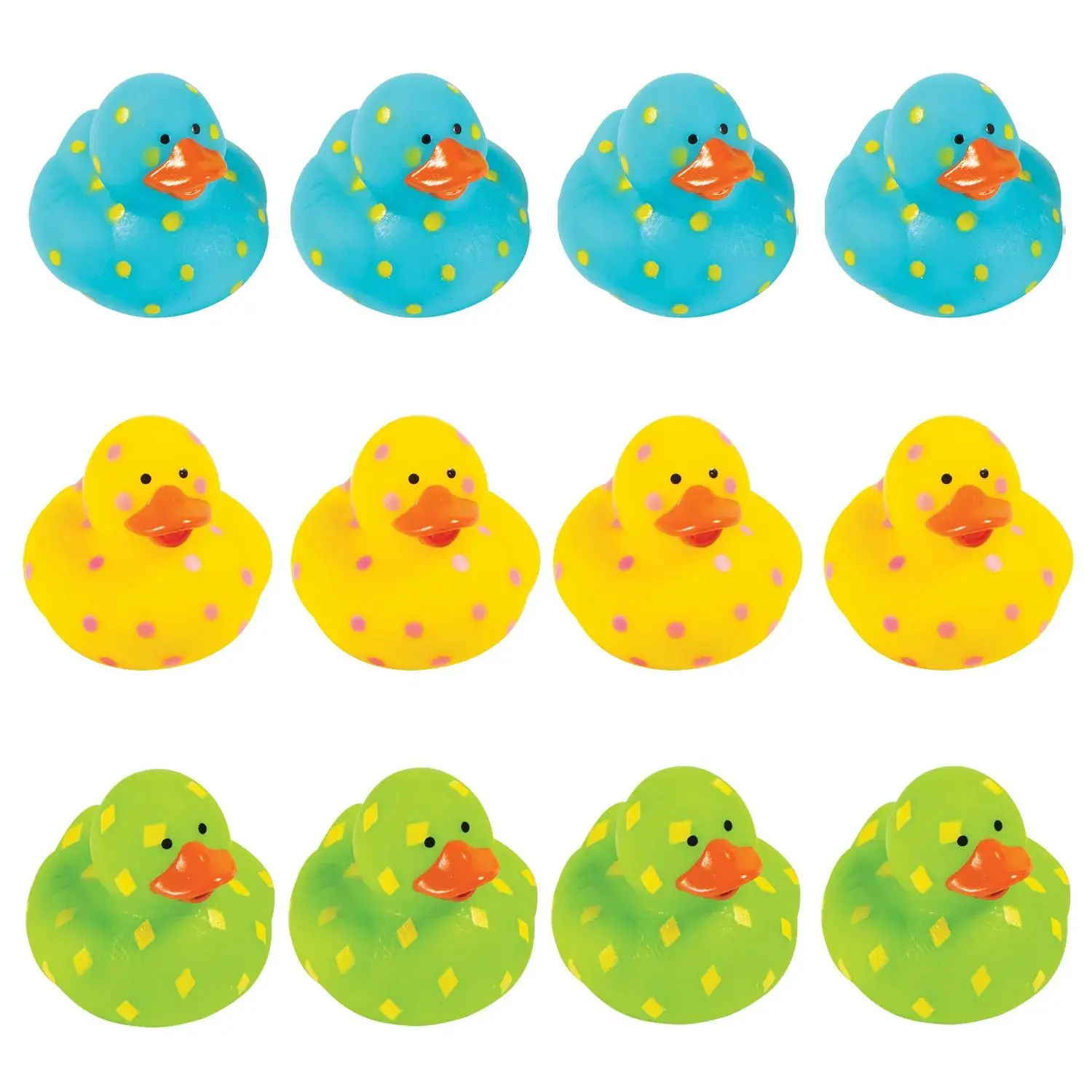 Colorful Bright Pattern Rubber Ducks - 12 Pc. for Parties and Events