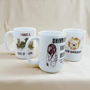 15oz Coffee Mug With Funny & Cute Lion Designs, Leo Season Energy, Great Gift for Coffee Lovers