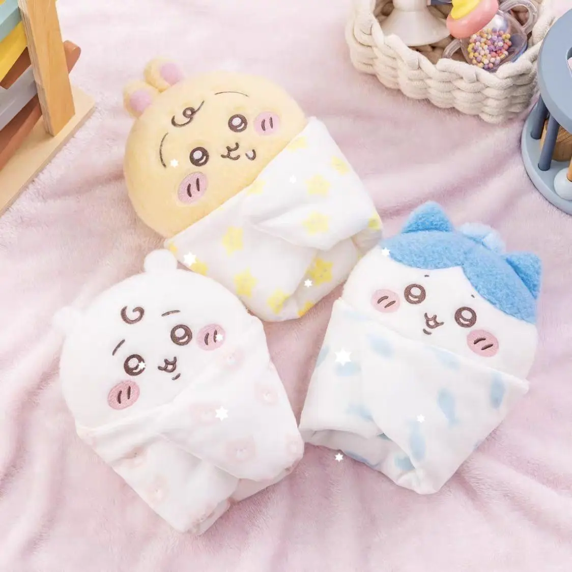 Cute Chiikawa Anime Stuffed Animal Keychain - 10cm Compact Portable Mini Plush, Usagi Hachi Character Faces Collectibles, Soft Doll Bag Charm Gift for Fans, Daily