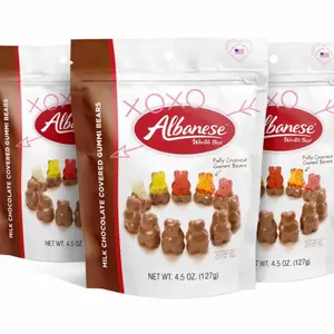 Albanese Valentine's Day Chocolate Covered Gummy Bears 4.5 oz Pack of 3 Milk Chocolate Coated Treats