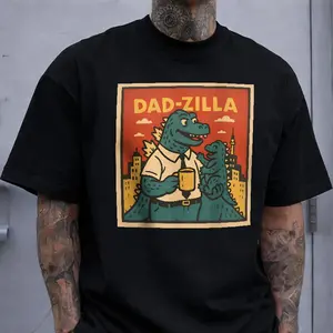 'Dad-Zilla' Godzilla Dad Funny Print T-shirt Father's Day Humor Casual Top