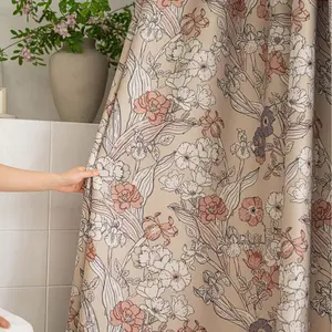 1pc Elegant Floral Print Window Curtain, American Country Style, Light Blocking Fabric, Living Room and Bedroom Rod Pocket Design