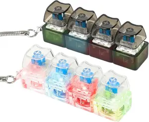 1 PC Stress-relieving Toy Mechanical Keyboard Compact Design With Crystal Keycaps LED Lights Transparent Acrylic Keychian Halloween Gift Christmas Decorations