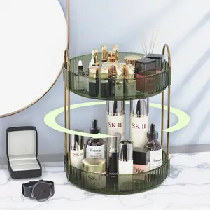 360° Rotating Makeup Organizer: Large-Capacity Spinning Caddy for Cosmetics, Perfume, Skincare, Lipsticks, and More on Bathroom Vanity. Racks
