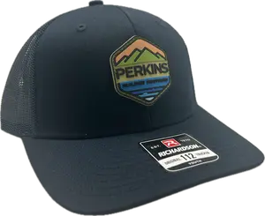 (YOUTH) Full Color Rubber Patch - Richardson 112 Snapback Trucker Hat - Navy (YOUTH) - Perkins Builder Brothers