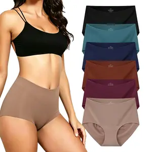 Seamless Women’s High-Waisted Tummy Control Panties, No Roll-Down Invisible Shaping Underwear, Soft Breathable Stretch Fabric, Hip-Enhancing Comfort Fit, Plus Size Friendly, S-XXL, 4/6 Pack