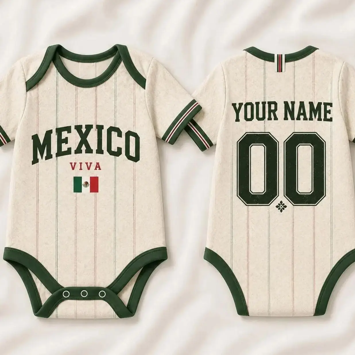 Mexican Baby Bodysuit WC, Personalized Soccer Baby Onesie