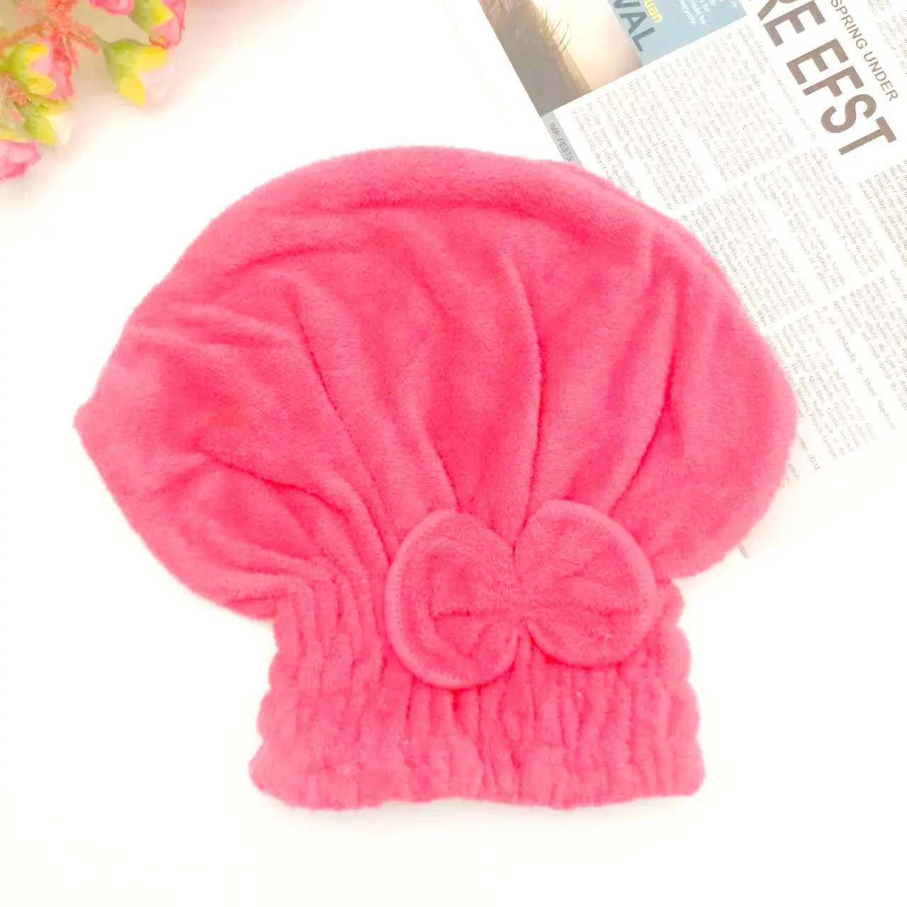 Bow Decor Hair Drying Towel, Water Absorbent Towel, 1 Count Soft Hair Towel Wrap, Shower Hair Turbans for Wet Hair Women Girls, Absorbent Drying Towel