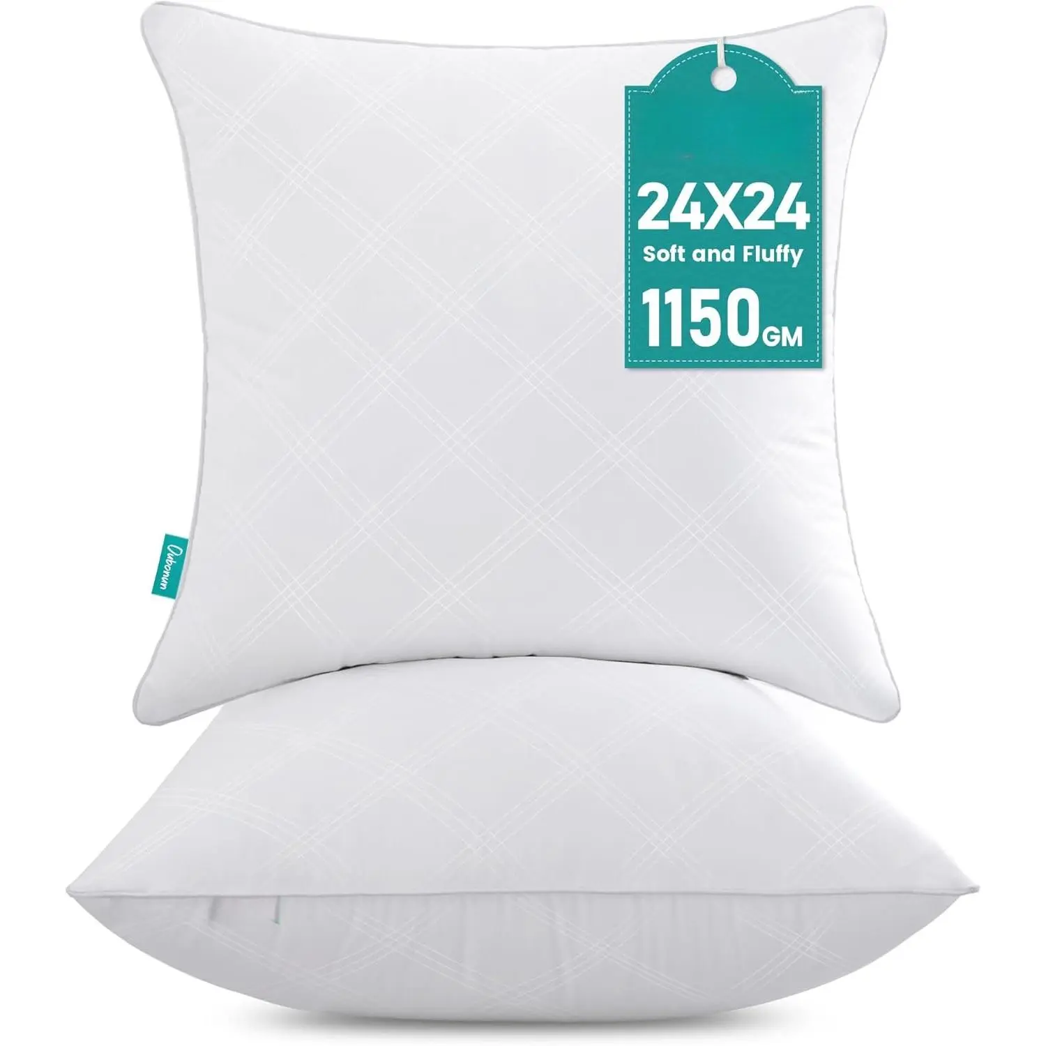 24x24 Throw Pillow Inserts Set of 2, White Square Interior Sofa Pillow Inserts, Decorative Pillow Insert Pair for Couch Bed Living Room