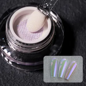 YOKEFELLOW GleamTap Cushion Aurora Chrome Nail Powder Magic Chrome Nail Powder Super Shine Aurora Metallic Chrome Powder Nail Art Glitter Decoration for Home DIY Salon Manicure GT113 Daydream/Green Blue with Lilac Sheen
