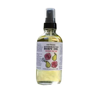Handcrafted Rose Pear Perfume Dry Body Oil with Mist Sprayer Hydrating Moisturizing Moisturizer Body Care Coconut Multi-Use Smooth Skin Scented Natural