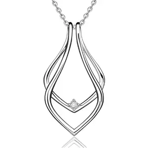 Dainty Waterdrop Ring Holder Necklace for Women Men CZ Simple Ring Keeper Necklaces Geometric Pendant Bride Wedding Engagement Saver Jewelry for Wife Girlfriend Mother