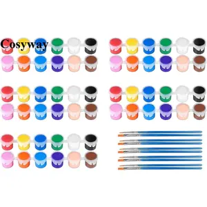 Cosyway Mini Acrylic Paint Set 12-Color Acrylic Paints Strip with Brushes for Crafting and Art Projects