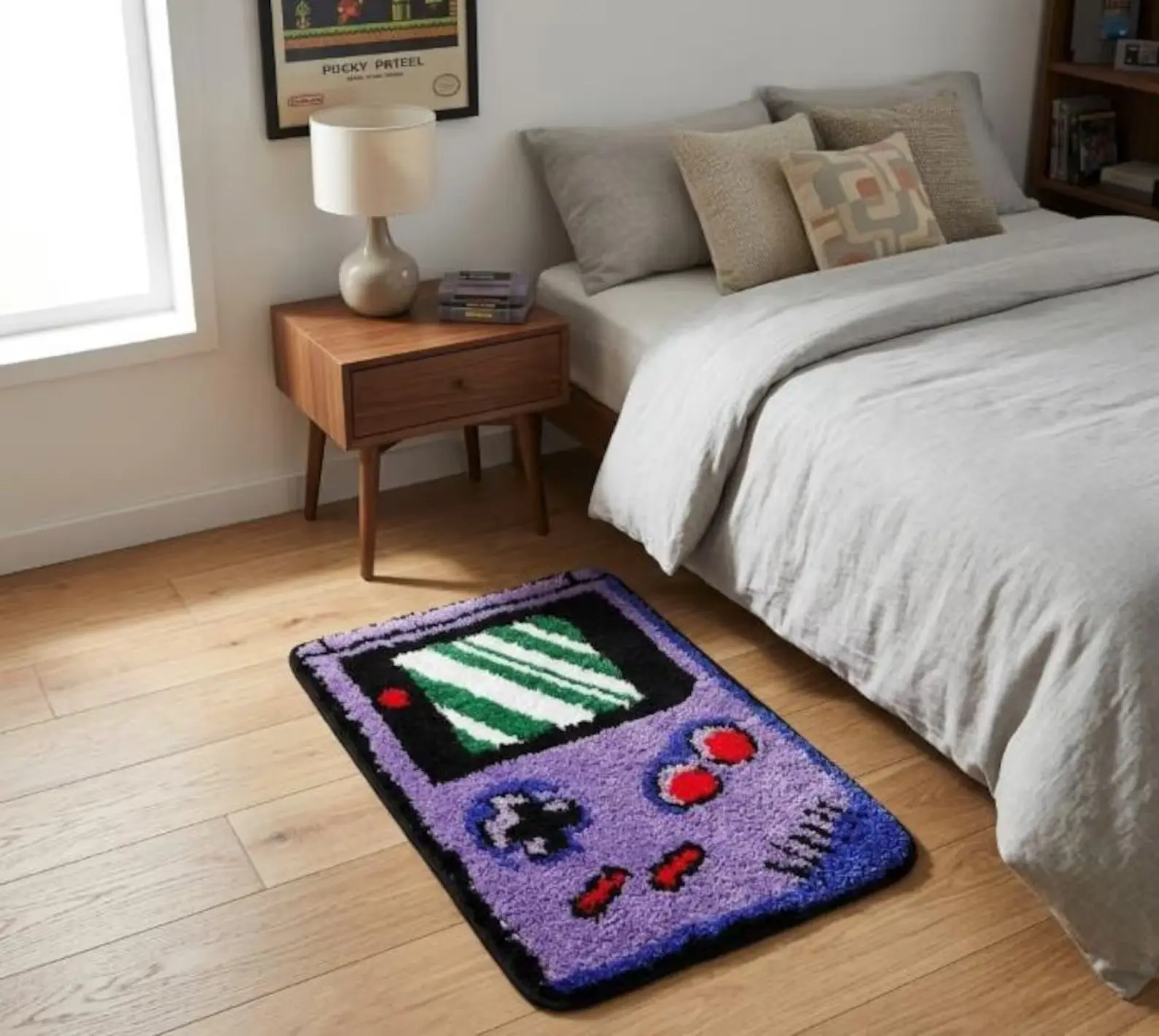 Retro Video Game Console Rug - Purple Gamer Room Decor Carpet