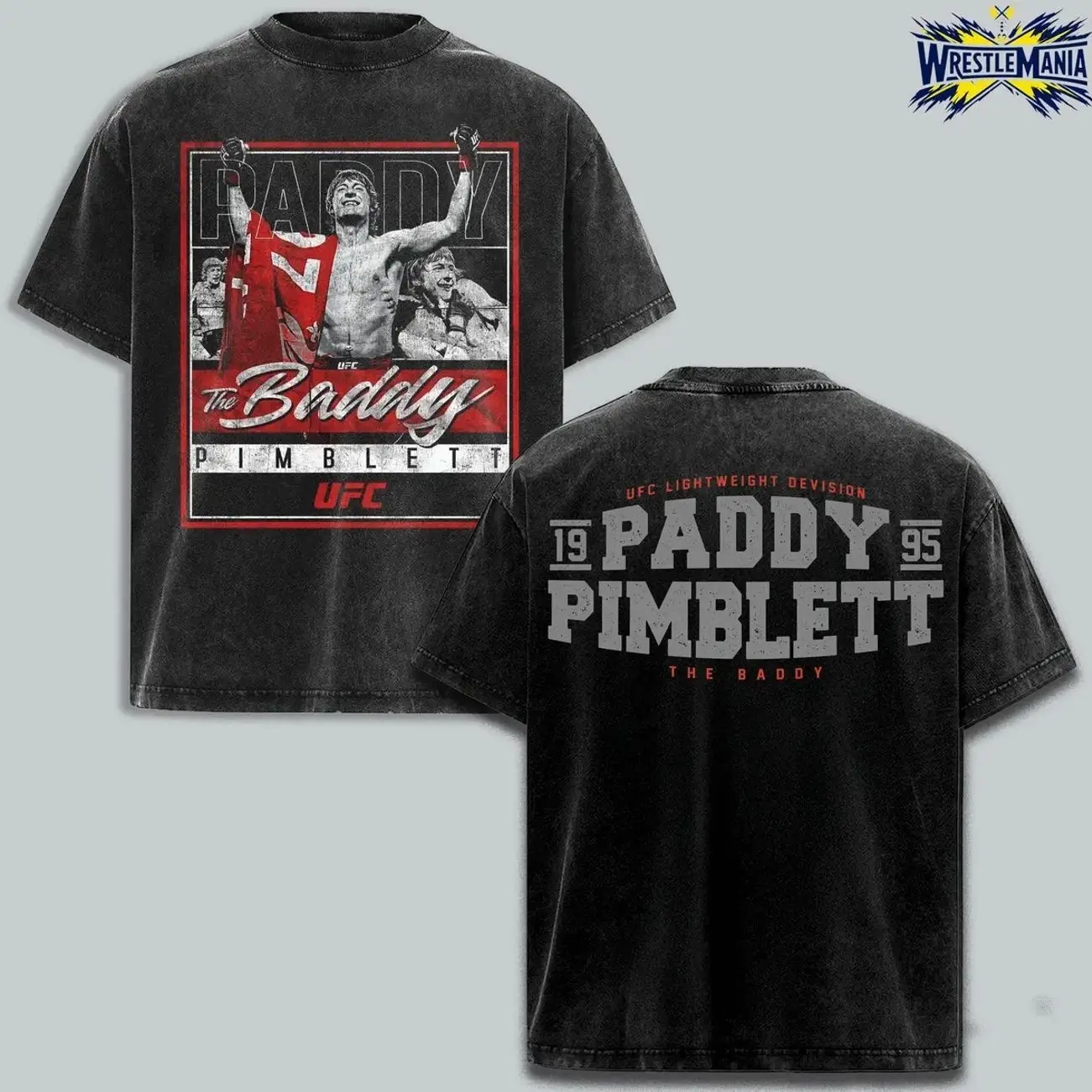 Paddy Pimblett UFC Vintage Washed T-Shirt, The Baddy Graphic Fight Tee, MMA Fighter Streetwear Shirt, Retro UFC Lightweight Division Apparel, Oversized Heavyweight Cotton Unisex Tee, Combat Sports Fan Gift, Wrestling & Fighting Style Merch 4SQ