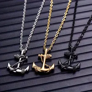 1pc Pirate Anchor Pendant Fashion Anchor Men'S Necklace Hip Hop Punk Jewelry