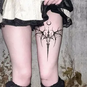 1pcs Dark Night Cross Herbal Juice Tattoo Sticker Gothic Touch Sexy Hot Girl Temporary Tattoo Arm Waterproof Durable Fake Tattoo Men and Women Halloween Party Gift Y2k