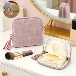 Portable Jewelry Storage Bag,Multiple Compartments Inside for rings, Bracelets, &Bangles with Tassel Zipper, Elegant Jewelry Roll forJourney, Crystal Jewelry Storage Pouch, Mini, OrganizedPockets