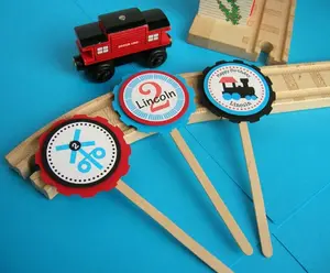 Choo Choo Train Birthday Cupcake Toppers Personalized Handmade (set of 12)